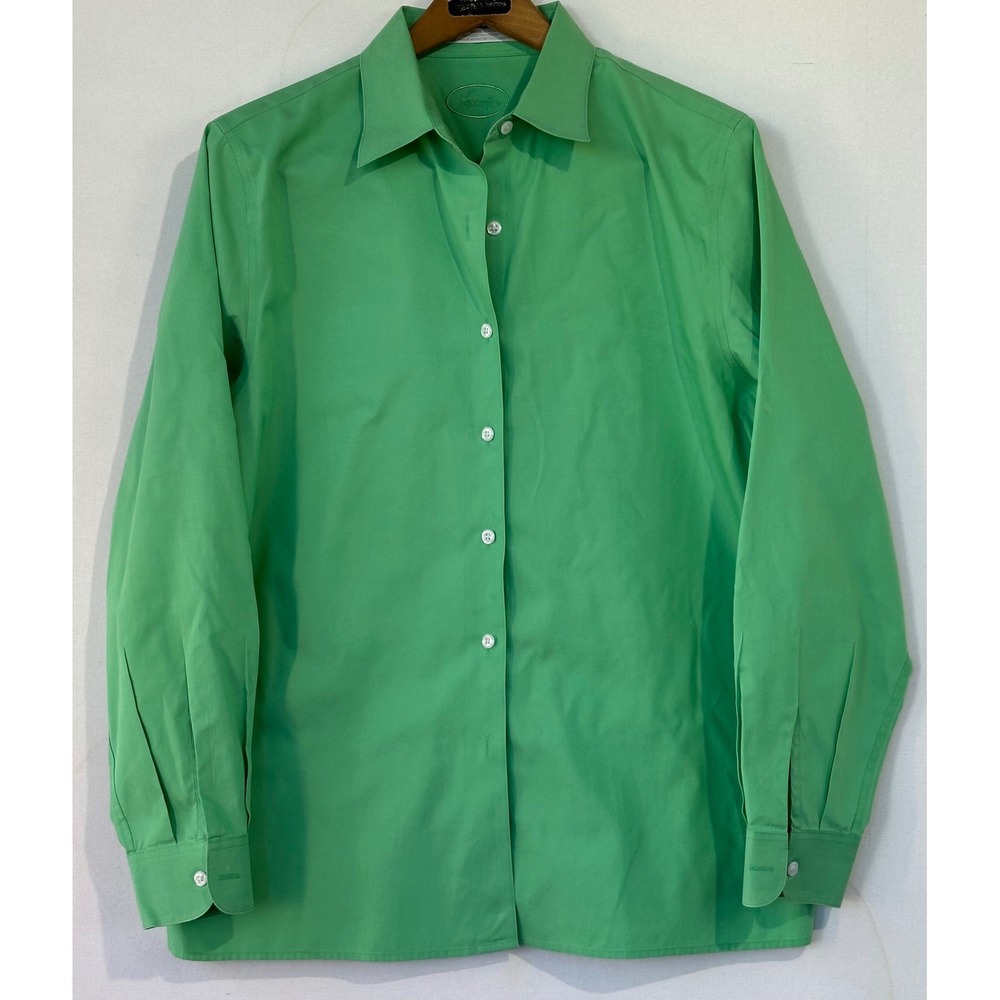 Foxcroft Button Down Wrinkle Free Cotton Women 12 Green Business Preppy